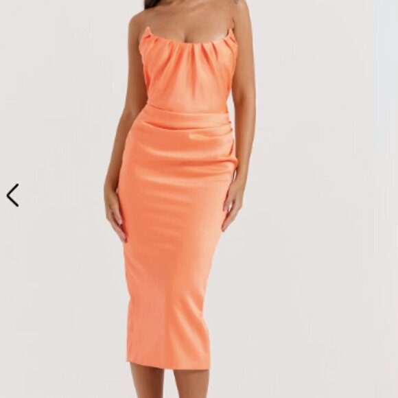 House of CB Alora Tangerine Strapless Corset Midi Dress - XS - Picture 9 of 9